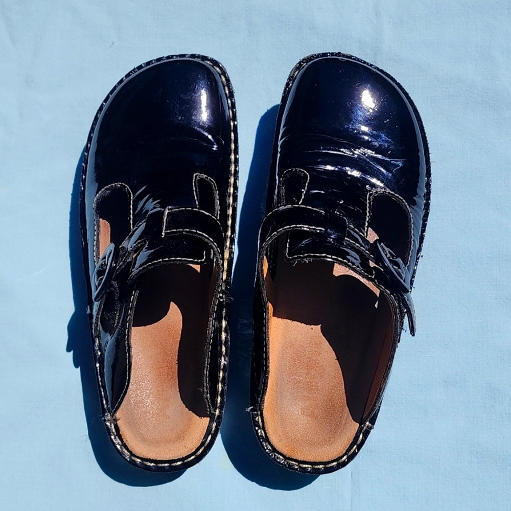 Black Paton Leather Clogs